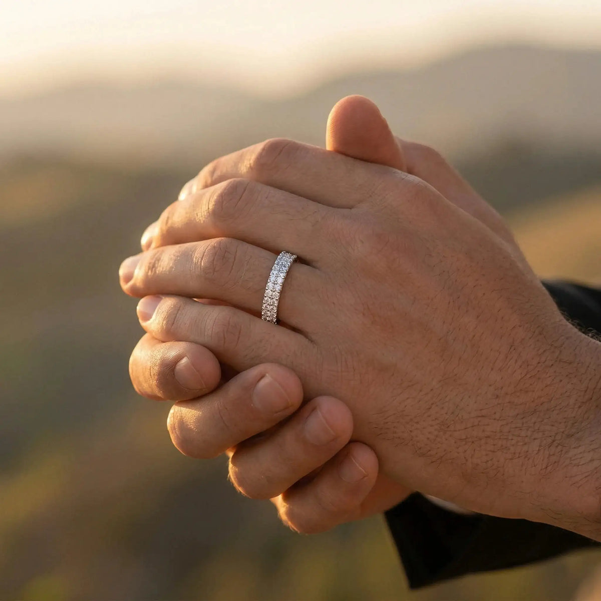 Moissanite Ring in Sterling Silver Pave — product view 4
