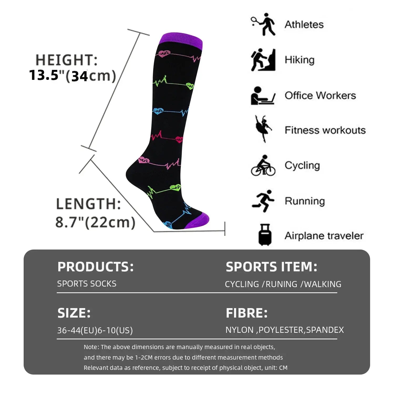 Unisex Compression Knee Socks for Edema and Varicose Veins