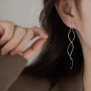 Minimalist Long Wavy Fringe Drop Earrings For Women