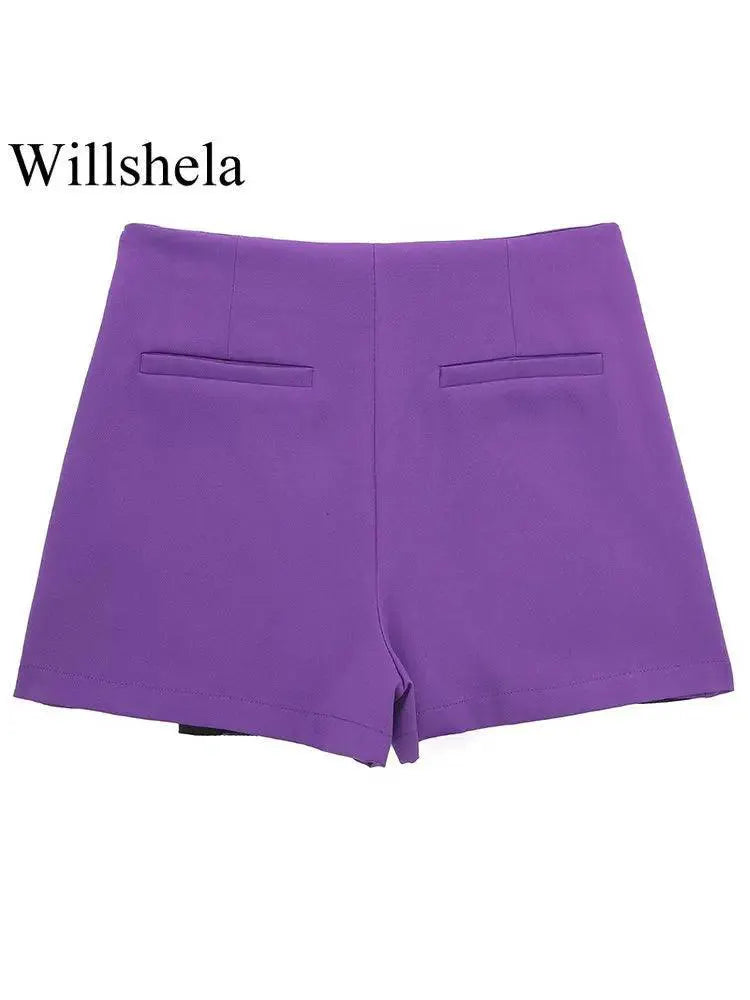 Vintage Asymmetrical Zipper Skirt Shorts Retro Fashion
