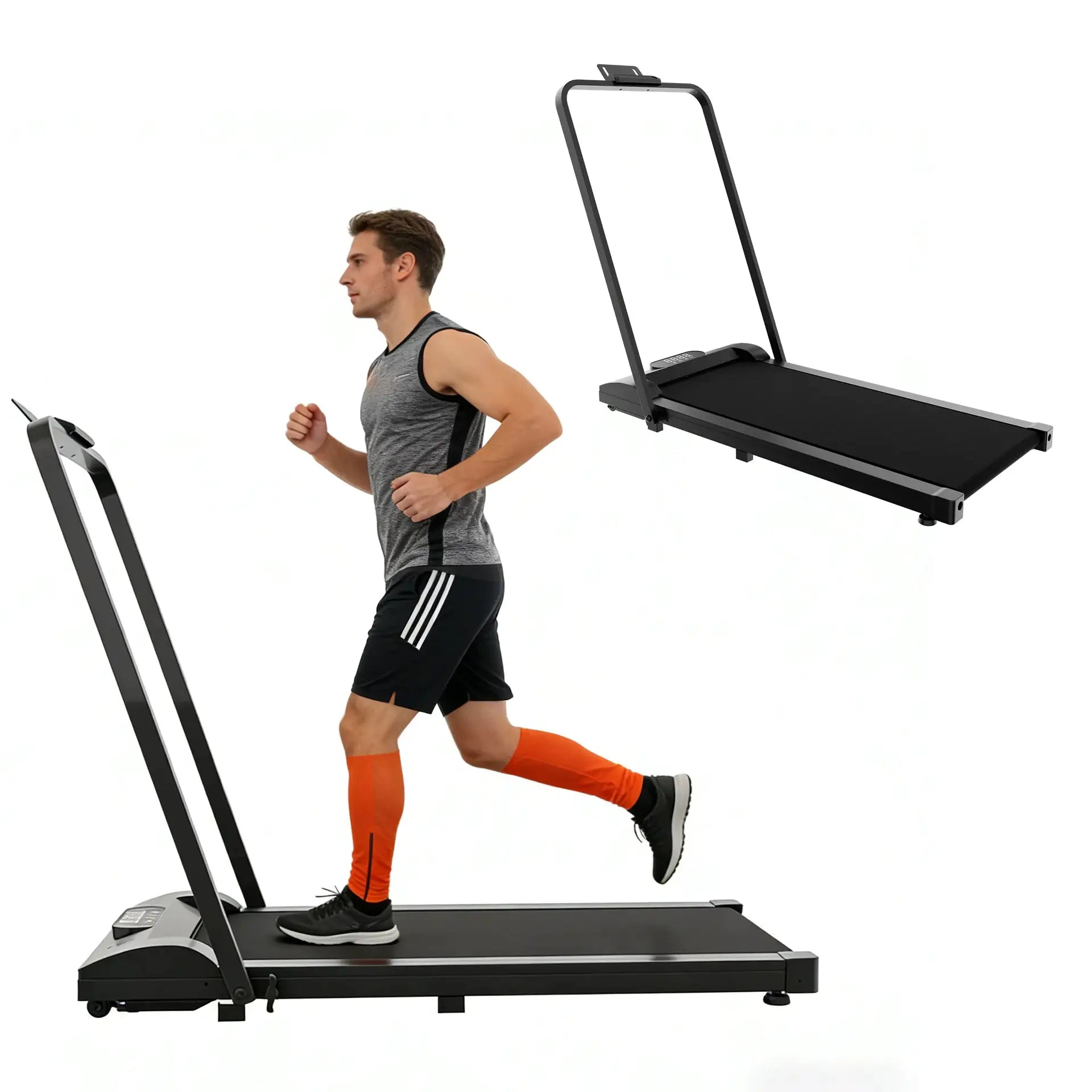 Foldable 0.75-2.0HP Walking Pad Under Desk Treadmill Portable Exercise Machine Space Saving Fitness Equipment