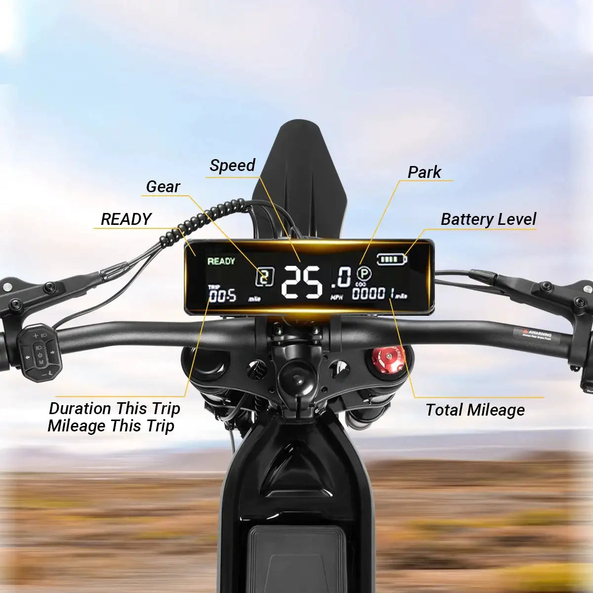 ZONVEER ZX3 2800W Peak Motor Electric Dirt Bike 48V/25Ah Electric Bike 65Miles Max Range 37Mph Max Speed Mountain Electric Motorcycle