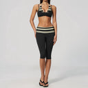 Yoga Set Women Fold Over Waist Capri Leggings