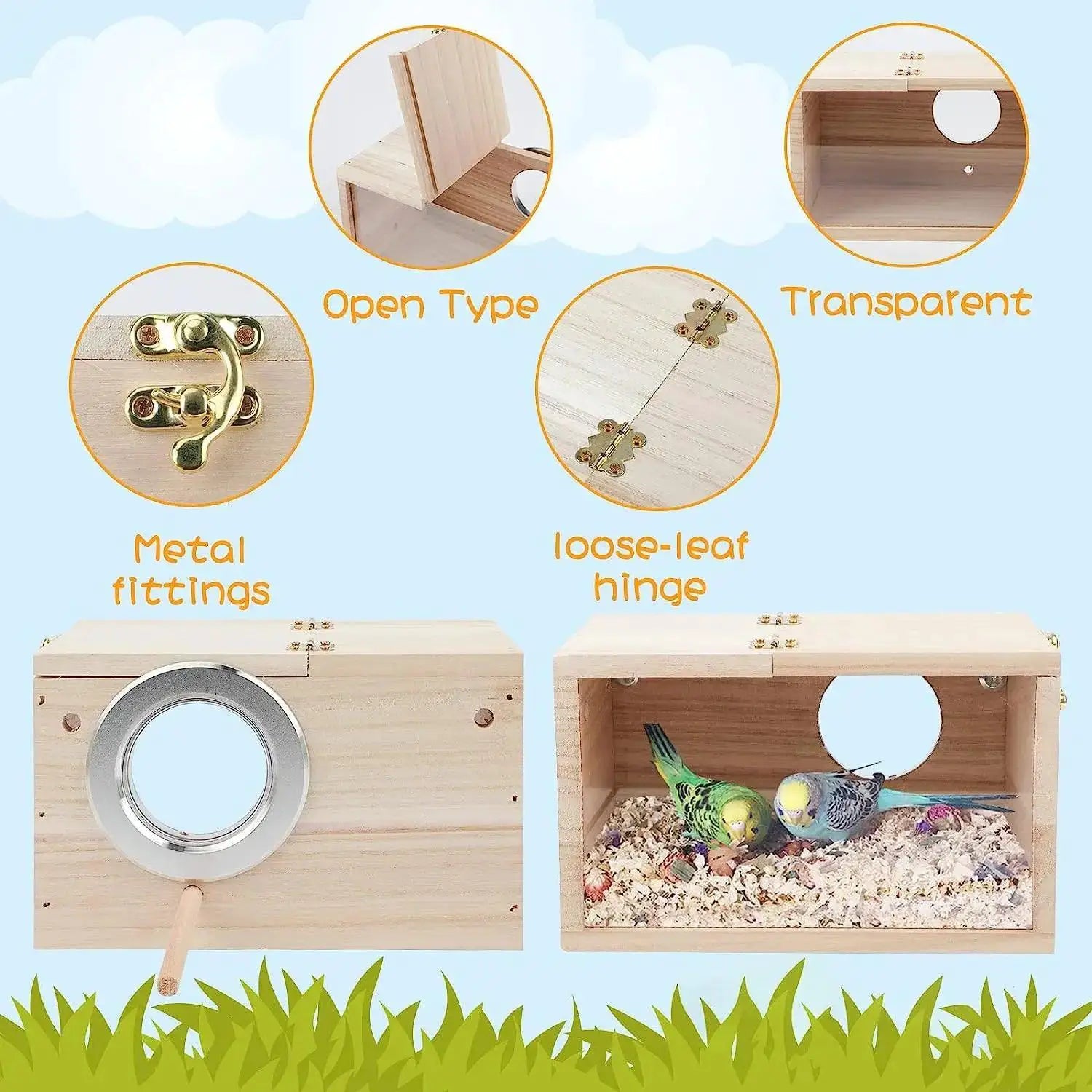 Transparent Acrylic Bird House Ultimate Visibility Safe