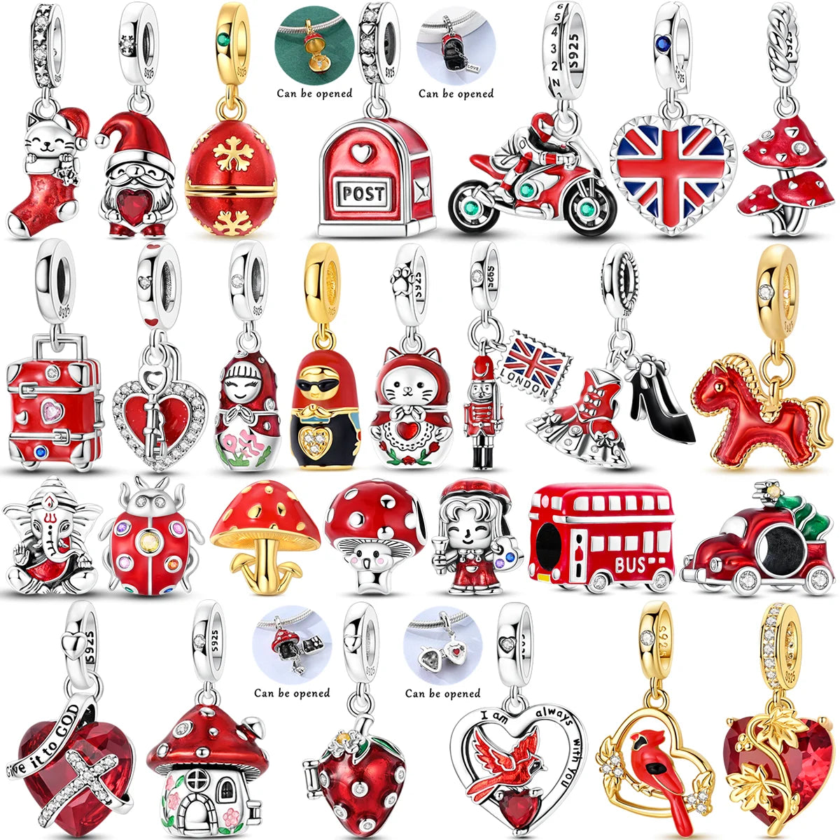 Sterling Silver Bright Red Charm