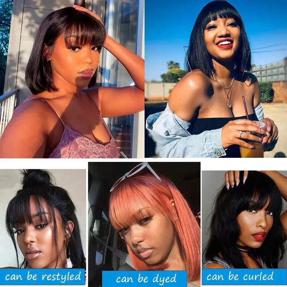 Brazilian Human Hair Bob Wig With Bangs Premium Quality
