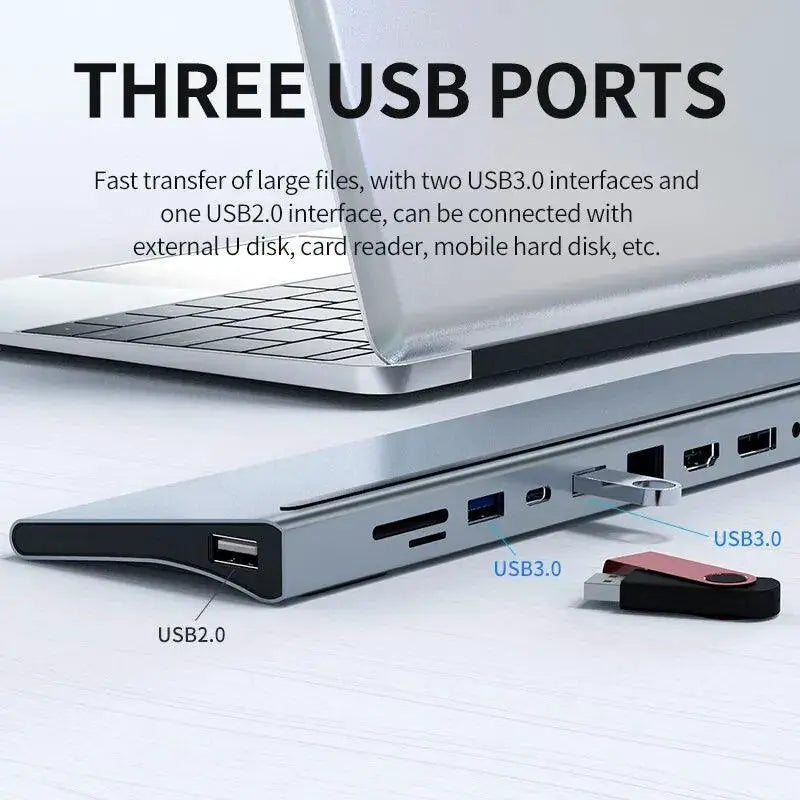 12-in-1 USB-C Docking Station with 4K HDMI and Audio Hub - OurLum.com