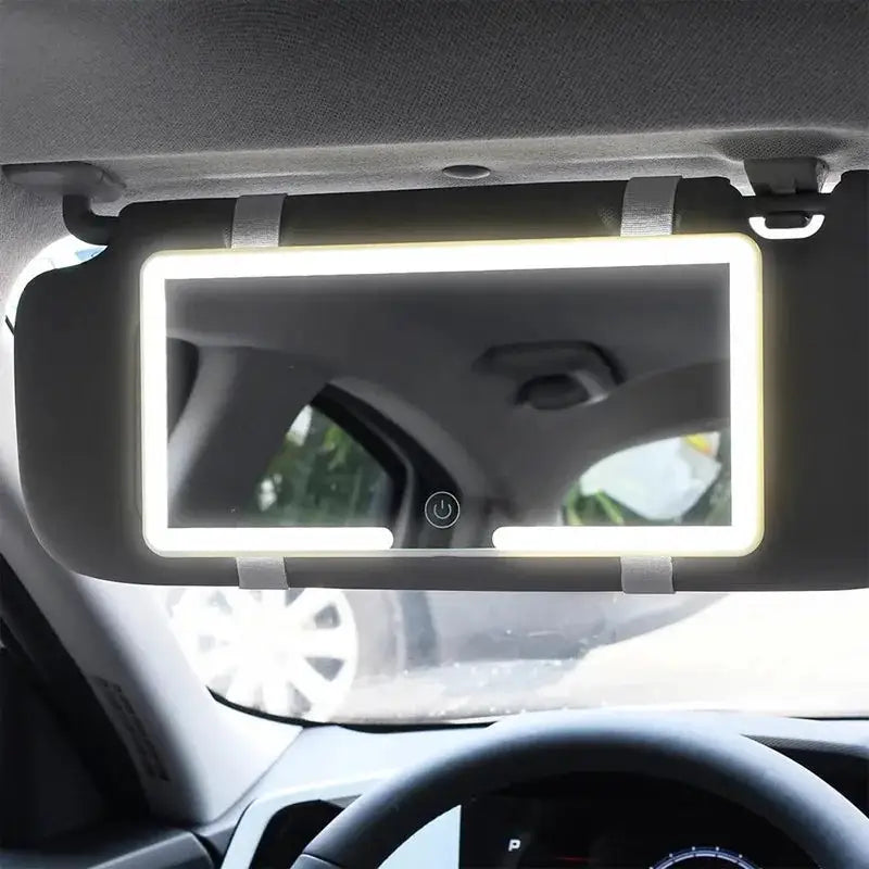 Car Interior Mirrors Sun Visor Plate LED HD Makeup Mirror for Girls Women Rechargeable Fill Light Universal Thin Vanity Mirror