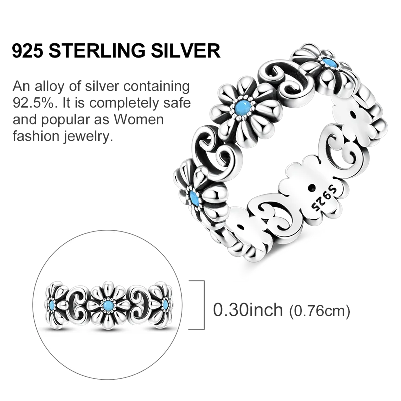 Sterling Silver Ring Sparking Zirconium