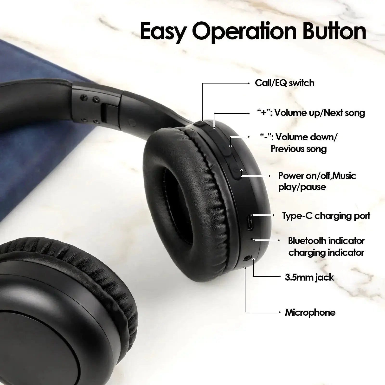 Siindoo Kids Bluetooth Headphones Premium Sound 3 EQ Modes