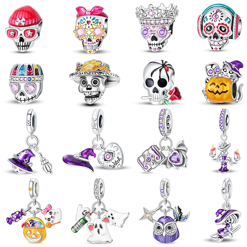 Sterling Silver Halloween Luminous Skull