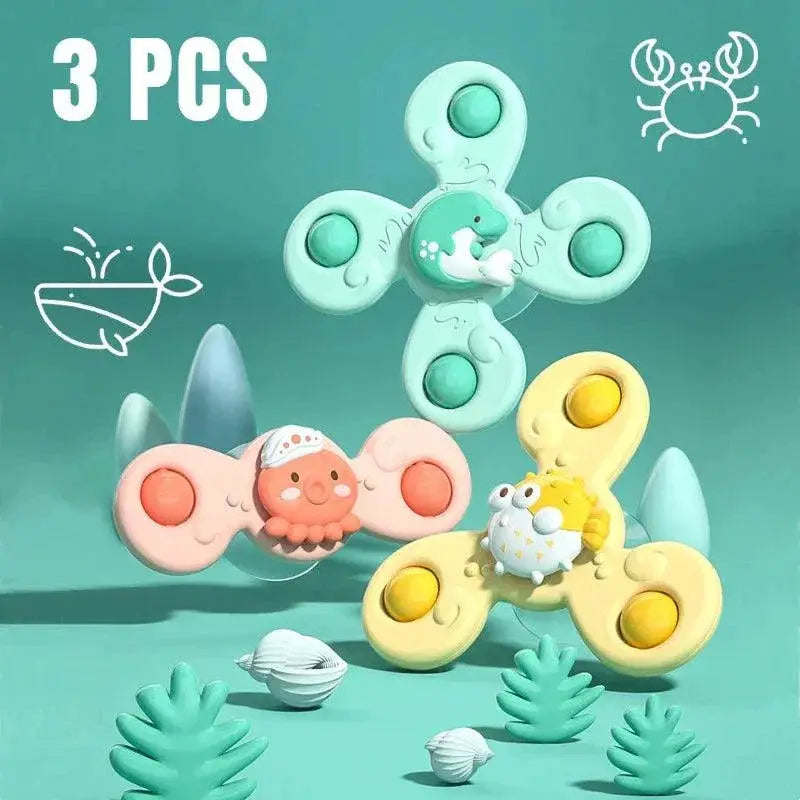 Baby Bath Toys Interactive Spinner Suction Cup Rattles Set