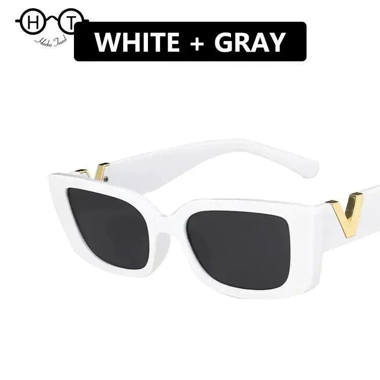 Vintage Retro Rectangle Sunglasses For Women Black Frame
