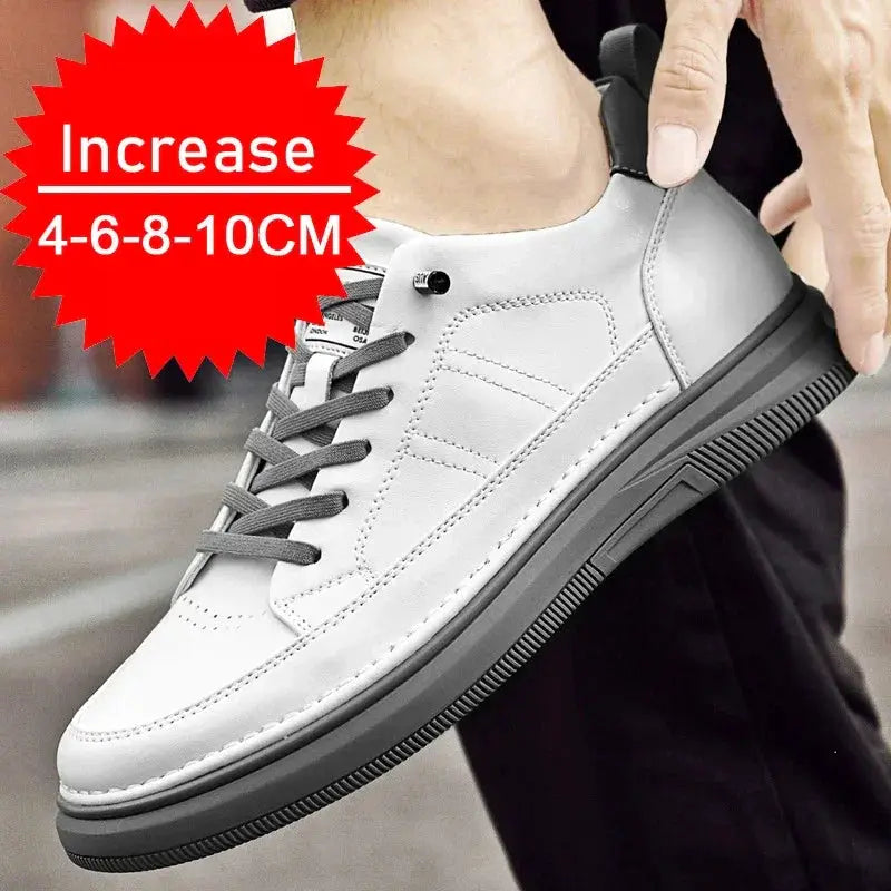 Casual Men Elevator Shoes Height Increase 6cm White Black