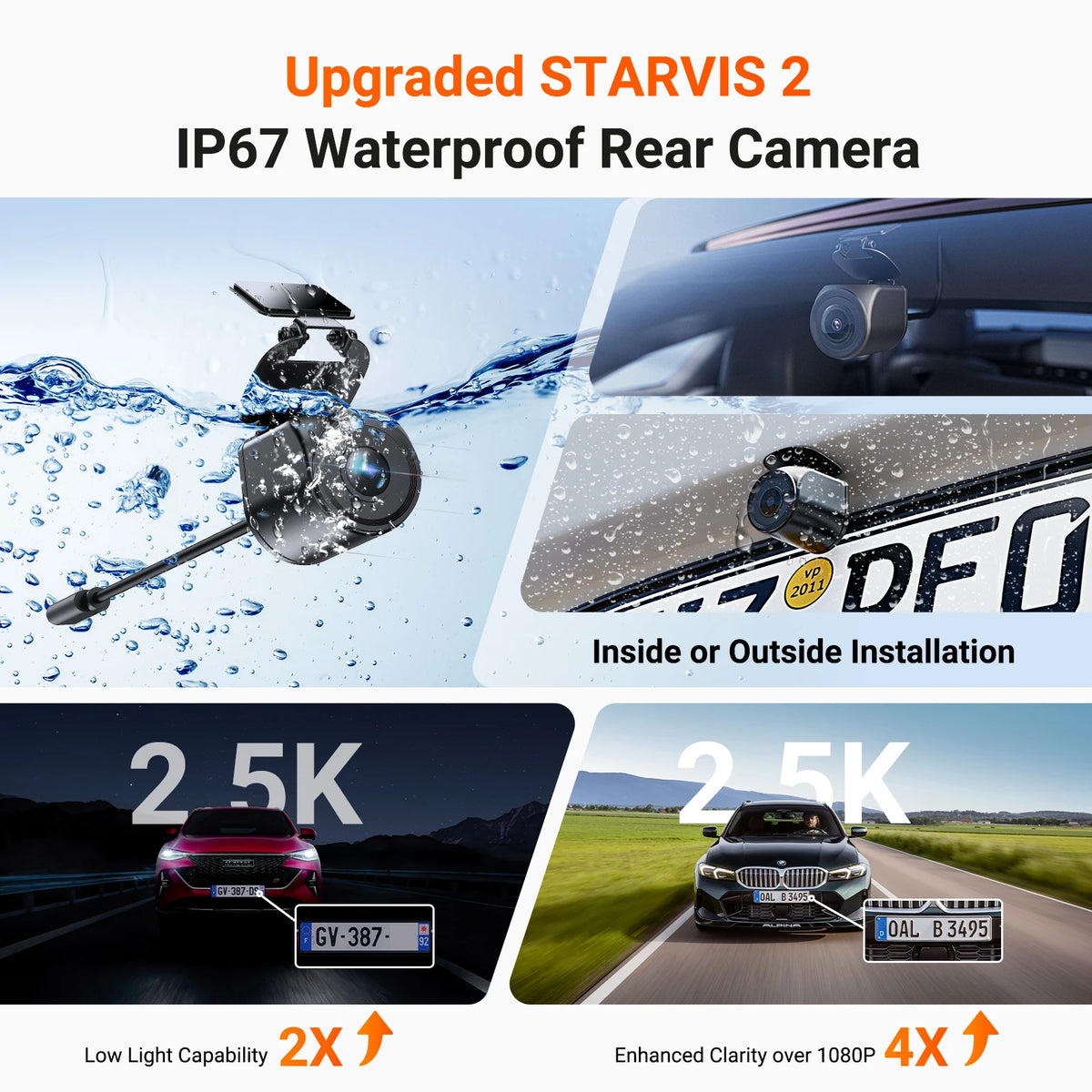 Vantrue Pro S DashCam Channel Waterproof Rear Camera Voice — product view 3