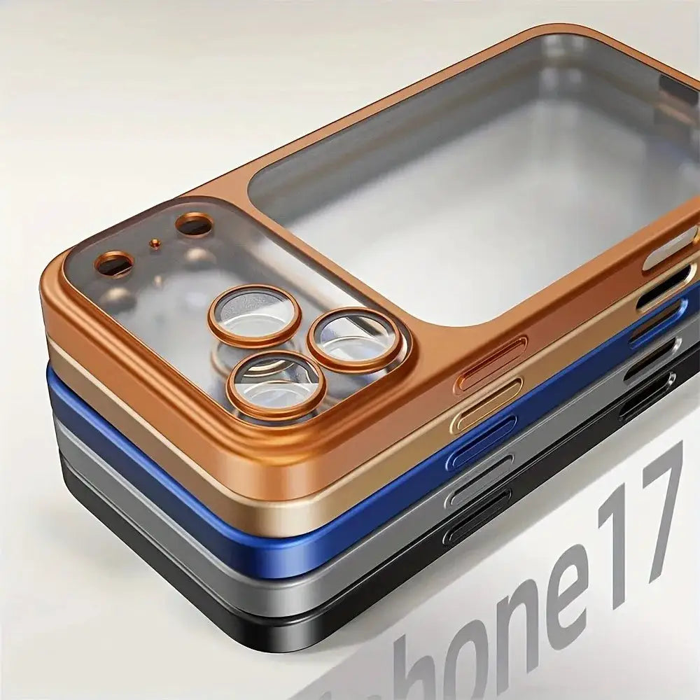 Luxury Plating Color PC Transparent Phone Case For iPhone 18 17 16 15 14 13 18 Pro Max Air Lens Protection Matte Back Hard Cover