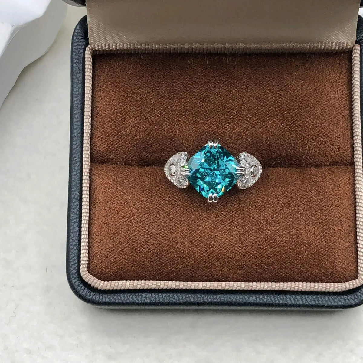Blue Square Moissanite Engagement Ring — product image 2