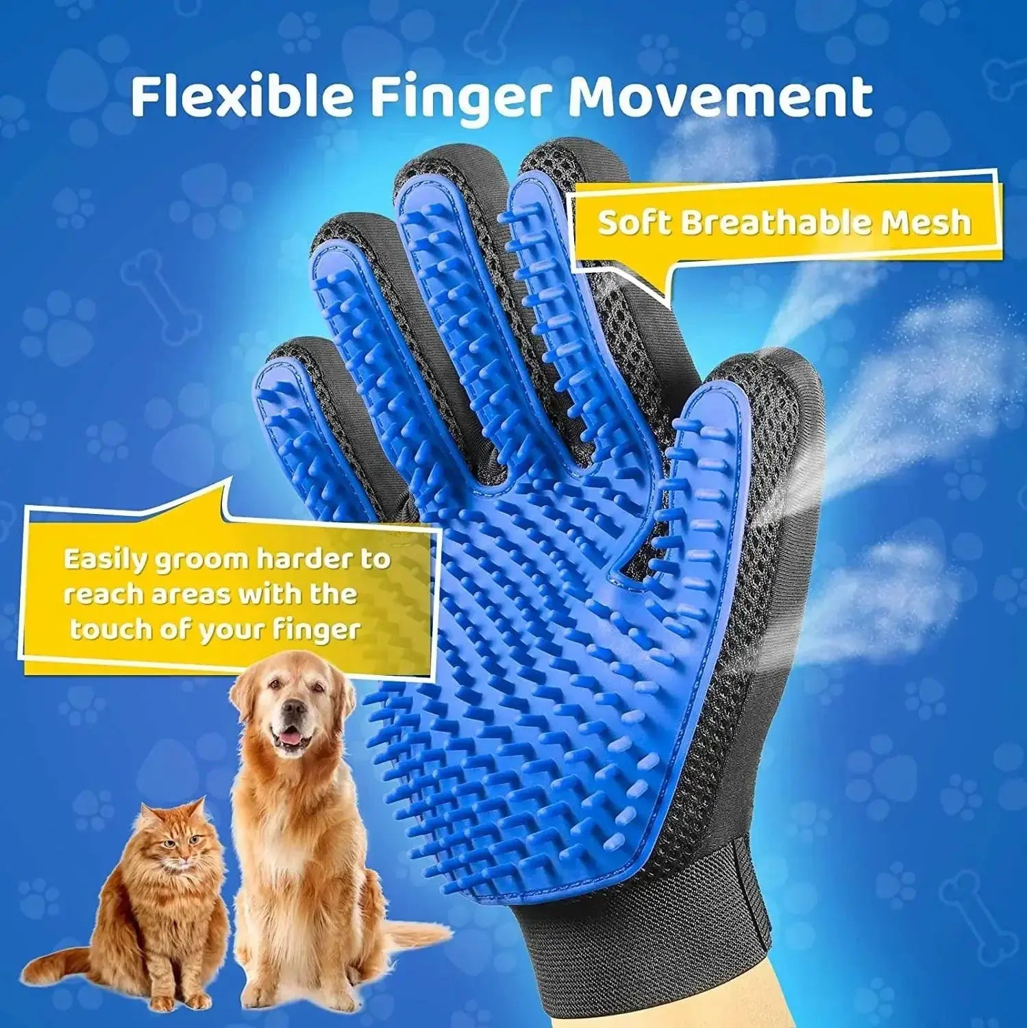 Pet Grooming Glove Efficient Hair Remover Mitt For Pets