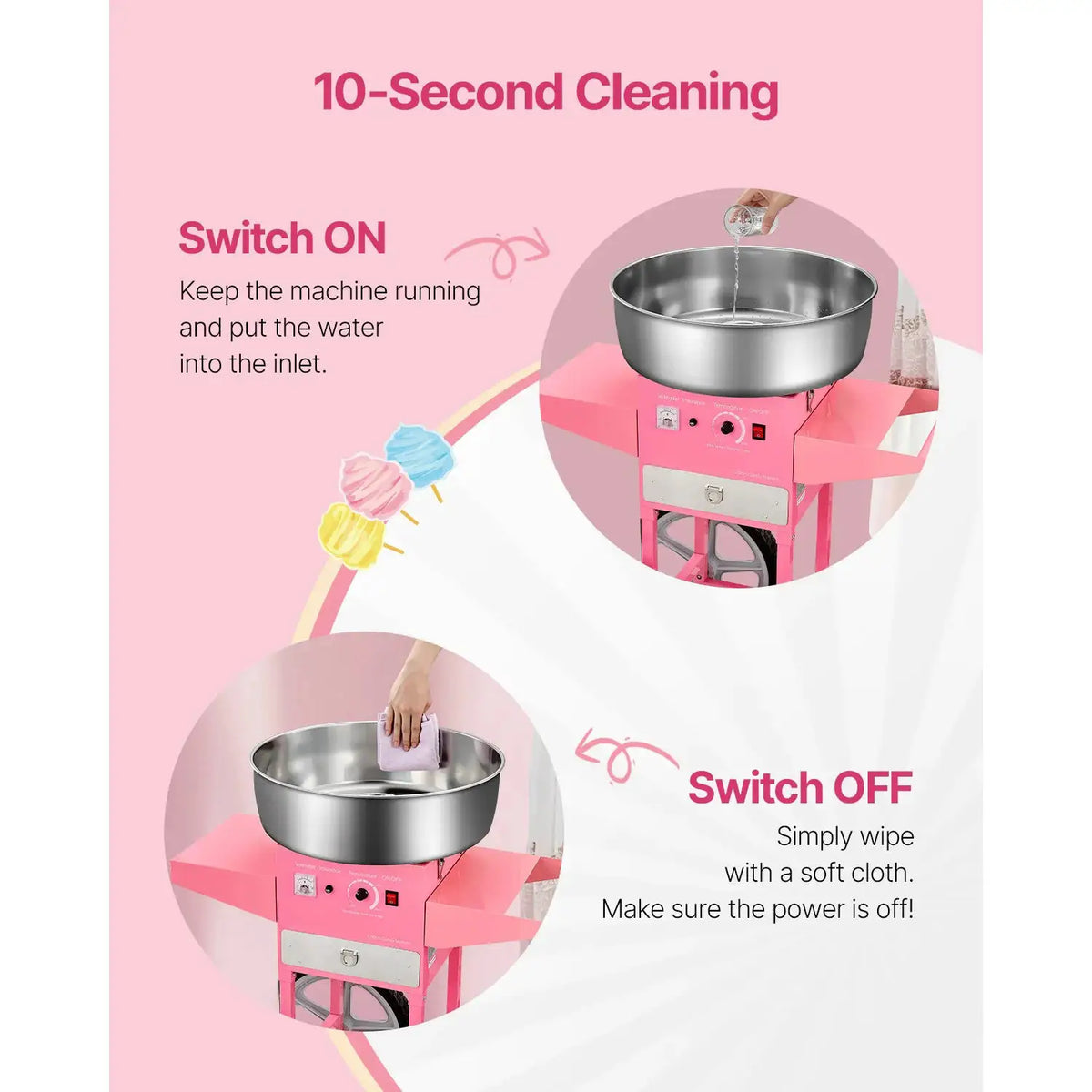 SucceBuy Electric Cotton Candy Machine with Cart Commercial Candy — product view 6