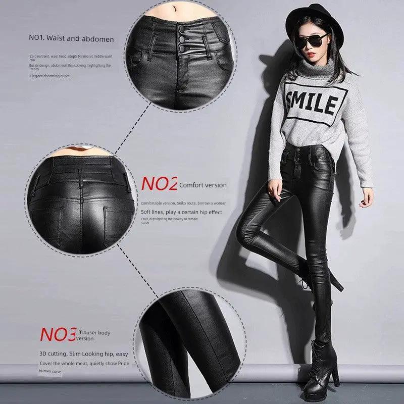 Velvet High Waist Leather Pants Luxe Winter Statement