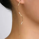 Minimalist Long Wavy Fringe Drop Earrings For Women Fashionable Hanging Jewelry