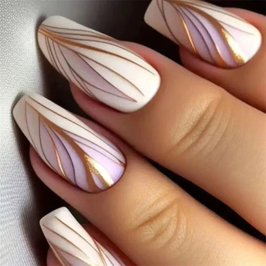 24 Pcs Square Head Coffin Pink Matte French Fake Nails Set