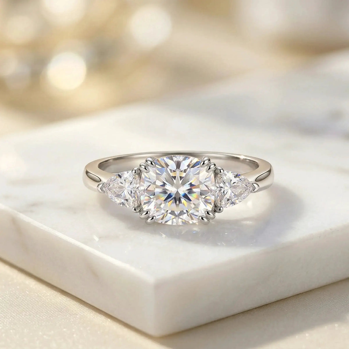Moissanite Ring in Sterling Silver Classic — product view 3