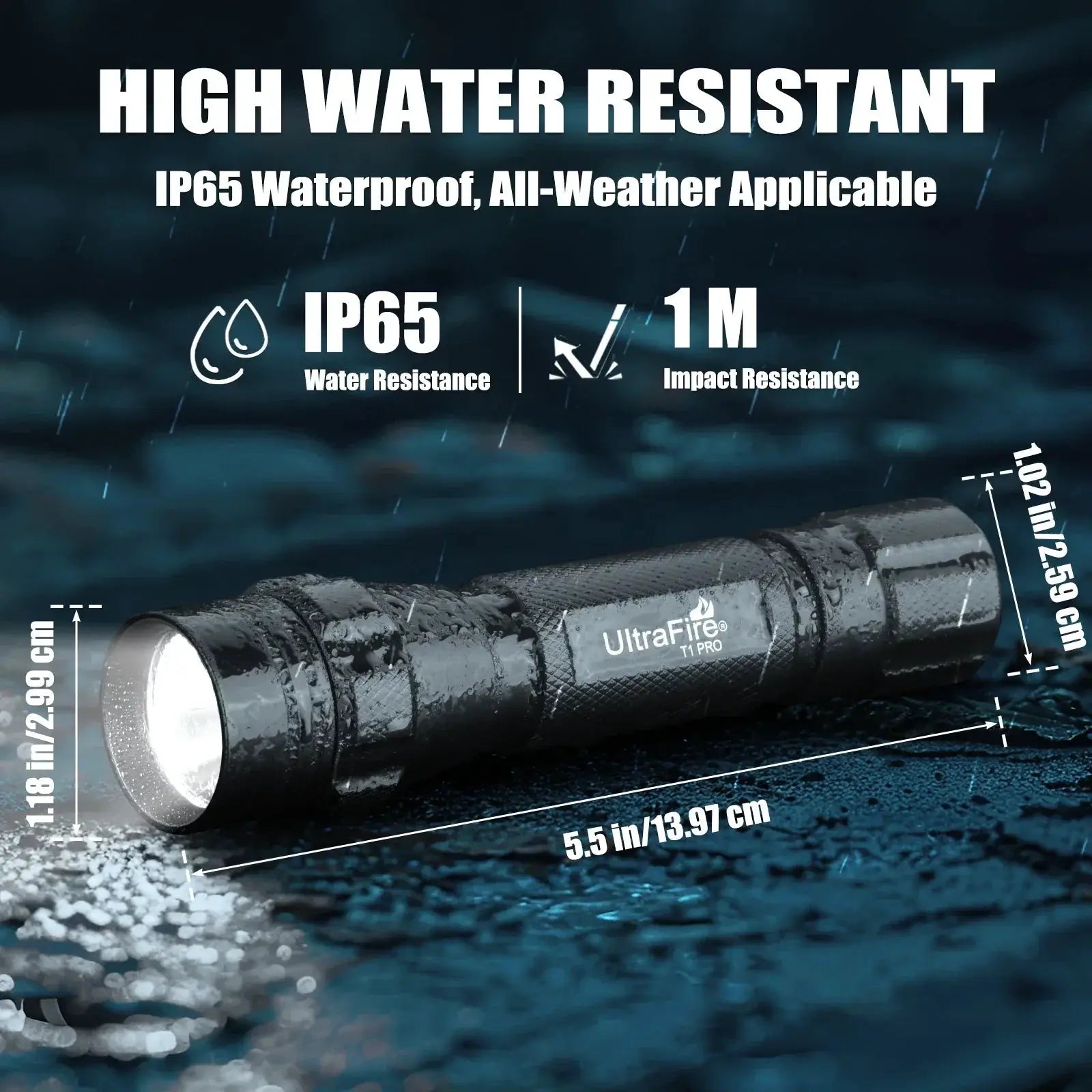 UltraFire T1 Pro LED Tactical Flashlight 1200LM Durable