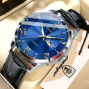 Poedagar Mens Leather Date Week Watch