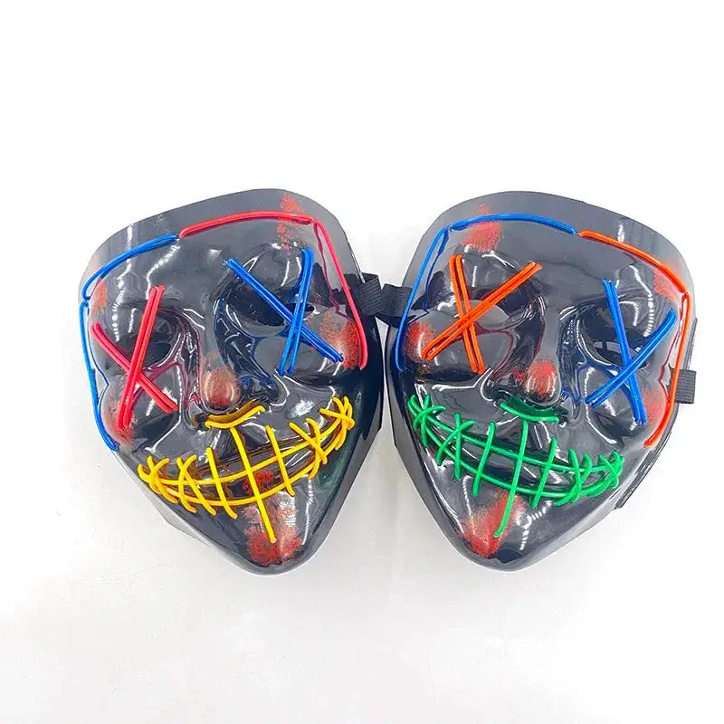 Halloween Purge Neon Light Up Mask With LED Gloves