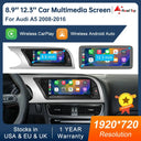 8.9 Inch and 12.3 Inch Audi A5 Car Multimedia Screen 2008-2016 Wireless CarPlay