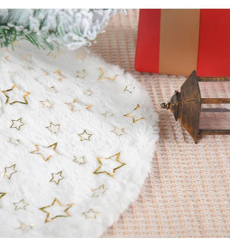 Elegant Faux Fur Christmas Tree Skirt With Sequins
