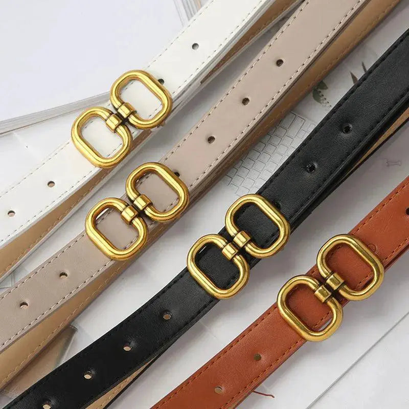 Womens PU Leather Belt With Chic Metal Buckle Fashion