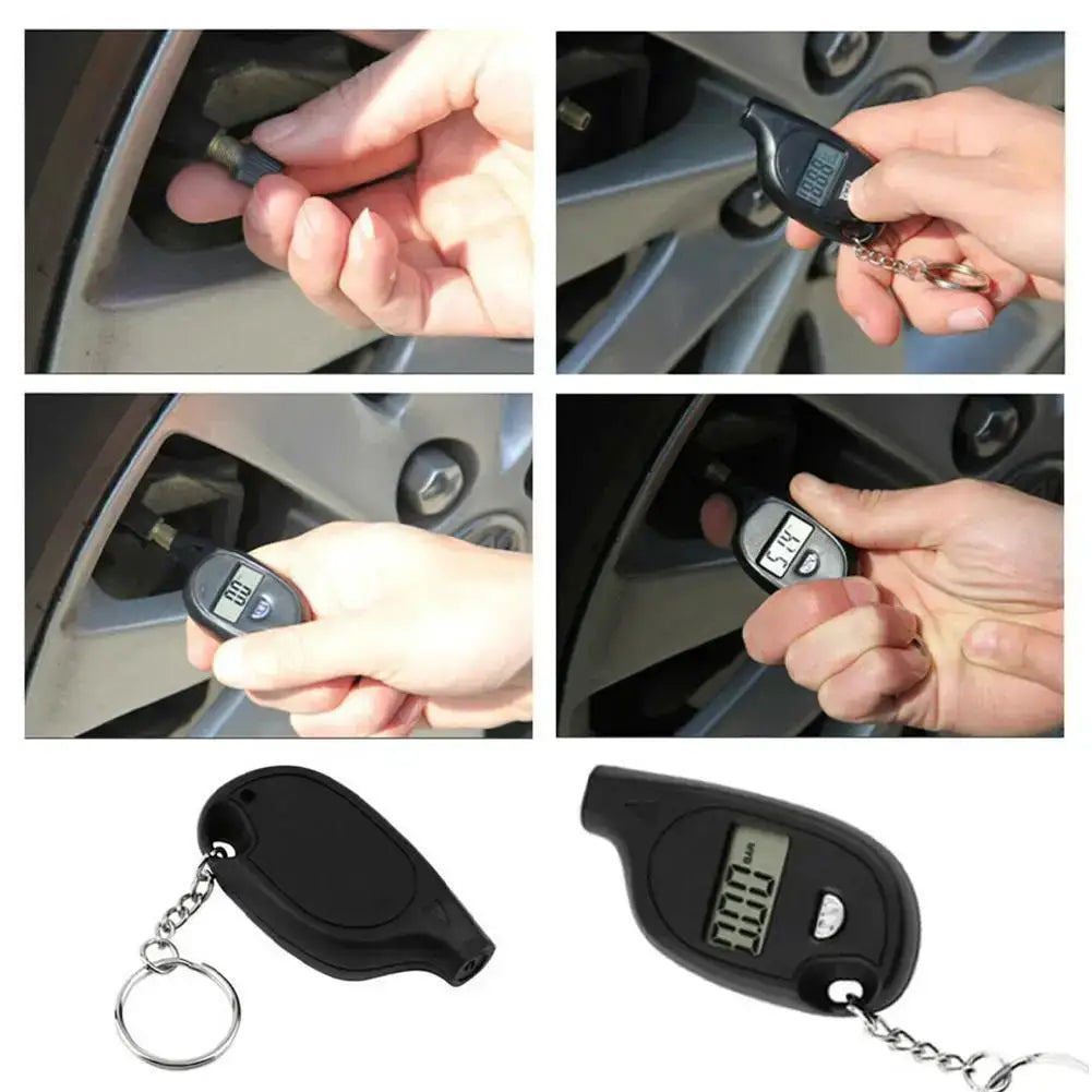 Mini Keychain Digital Tire Pressure Gauge, LCD Display 5-150 PSI, Portable Air Pressure Tester for Car Motorcycle Bike, 1PC