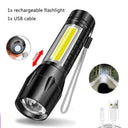 Mini Cob Flashlight - Rechargeable Pocket Torch