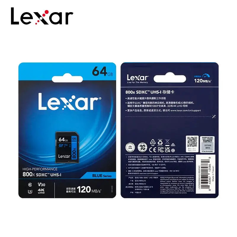 Lexar High-Performance 800x PRO SDHC/SDXC UHS-I Card 32GB 64GB 128GB 256GB Max 150Mb/s SD Memory Card for Camera 4k Video Card
