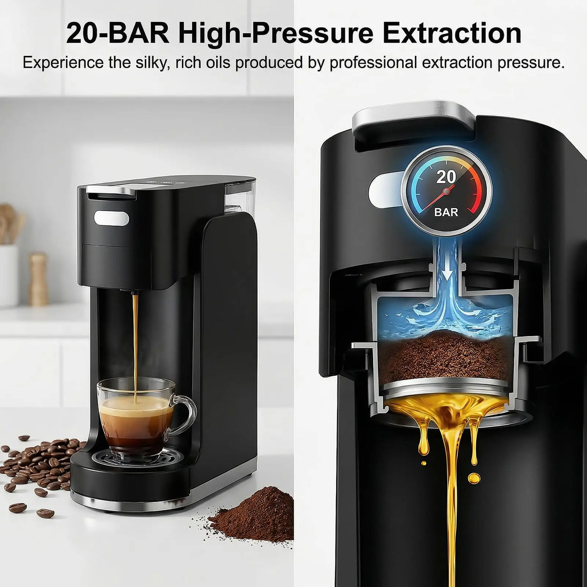 Single Serve Coffee Machine, Hot and Iced Coffee Maker — product view 4