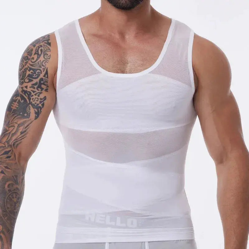 Men Slimming Compression Undershirt Body Shaper Vest 3XL