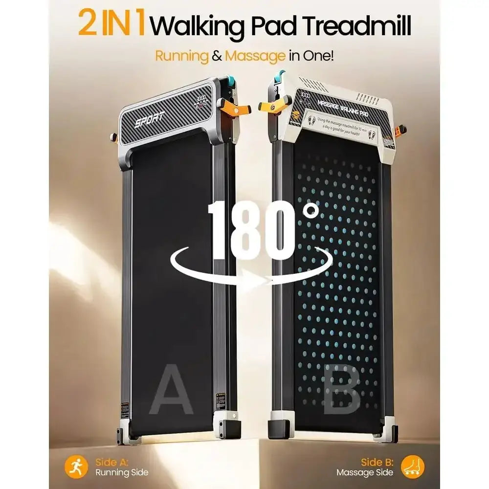 Dual-Sided Under Desk Treadmill with Shiatsu Foot Massage, 330 lbs Capacity, LED Display, Remote Control