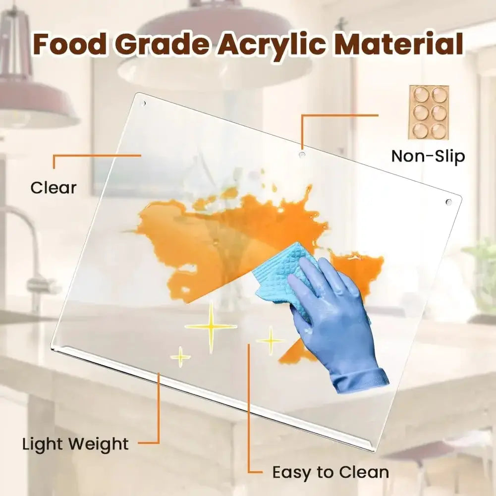 Acrylic Anti Slip Transparent Cutting Board With Lip Kitchen