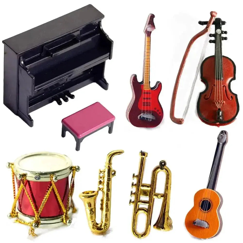 Miniature Musical Instruments Set Drum Violin Guitar