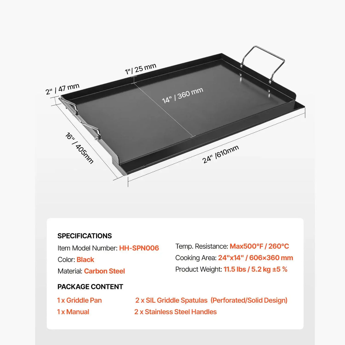 SucceBuy Carbon Steel Griddle Universal Flat Top Rectangular — product view 8