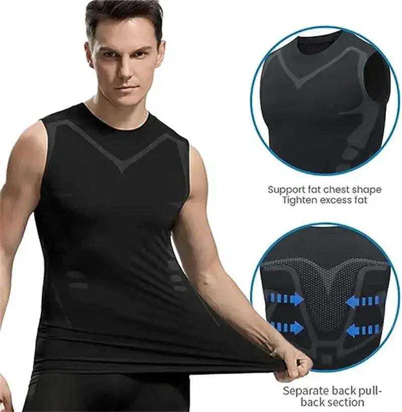 Mens Ionic Shaping Vest Ice Silk Slimming Body Shaper