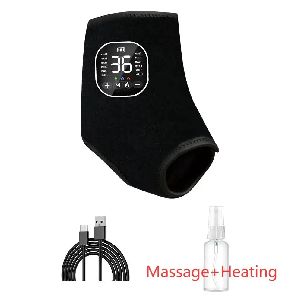 12 modes and 36 gears Heated Ankle Foot Massager - Rechargeable EMS Muscle Stimulator With Red Light For Deep Pain Relief