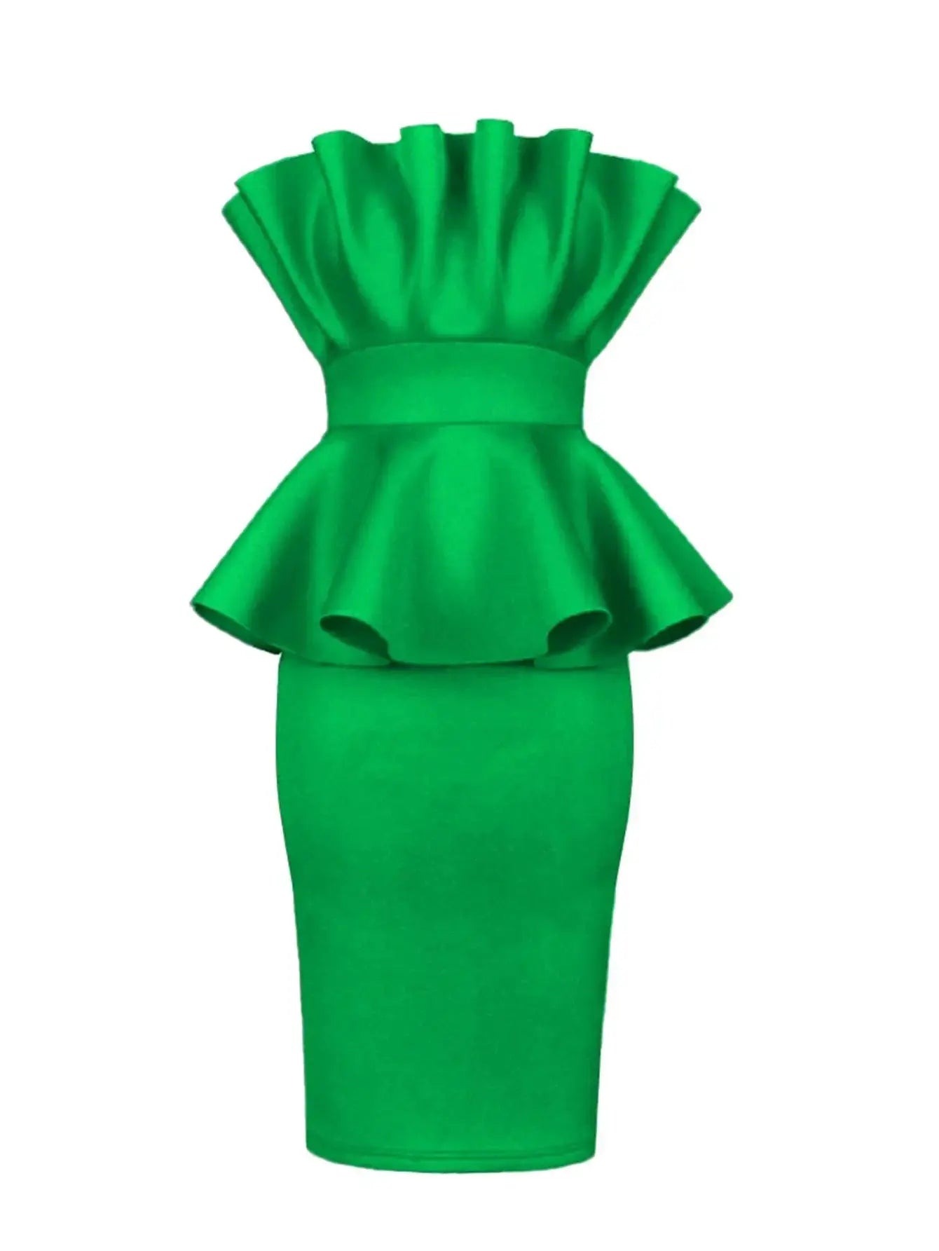 Scarlet Peplum Evening Gown Plus Size Tube Dress For Women