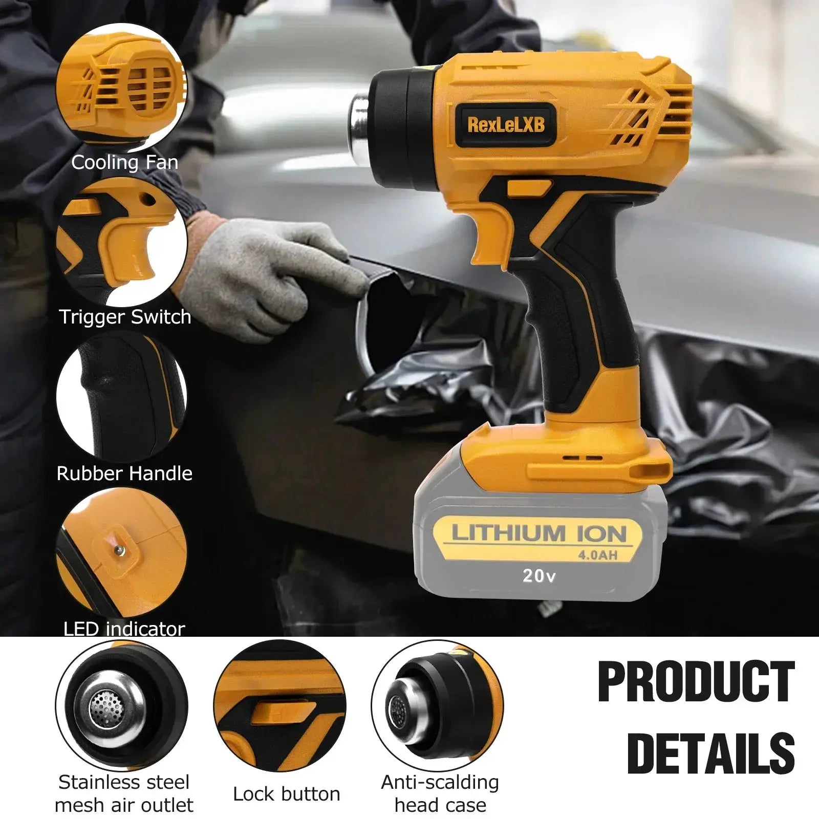 400W Cordless Heat Gun Handheld Electric Hot Air Tool