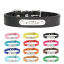 Personalized Pink Leather Dog Collar with ID Nameplate