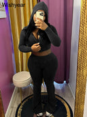 Sportswear Wash Retro Two Piece Pants Set for Women Outfit