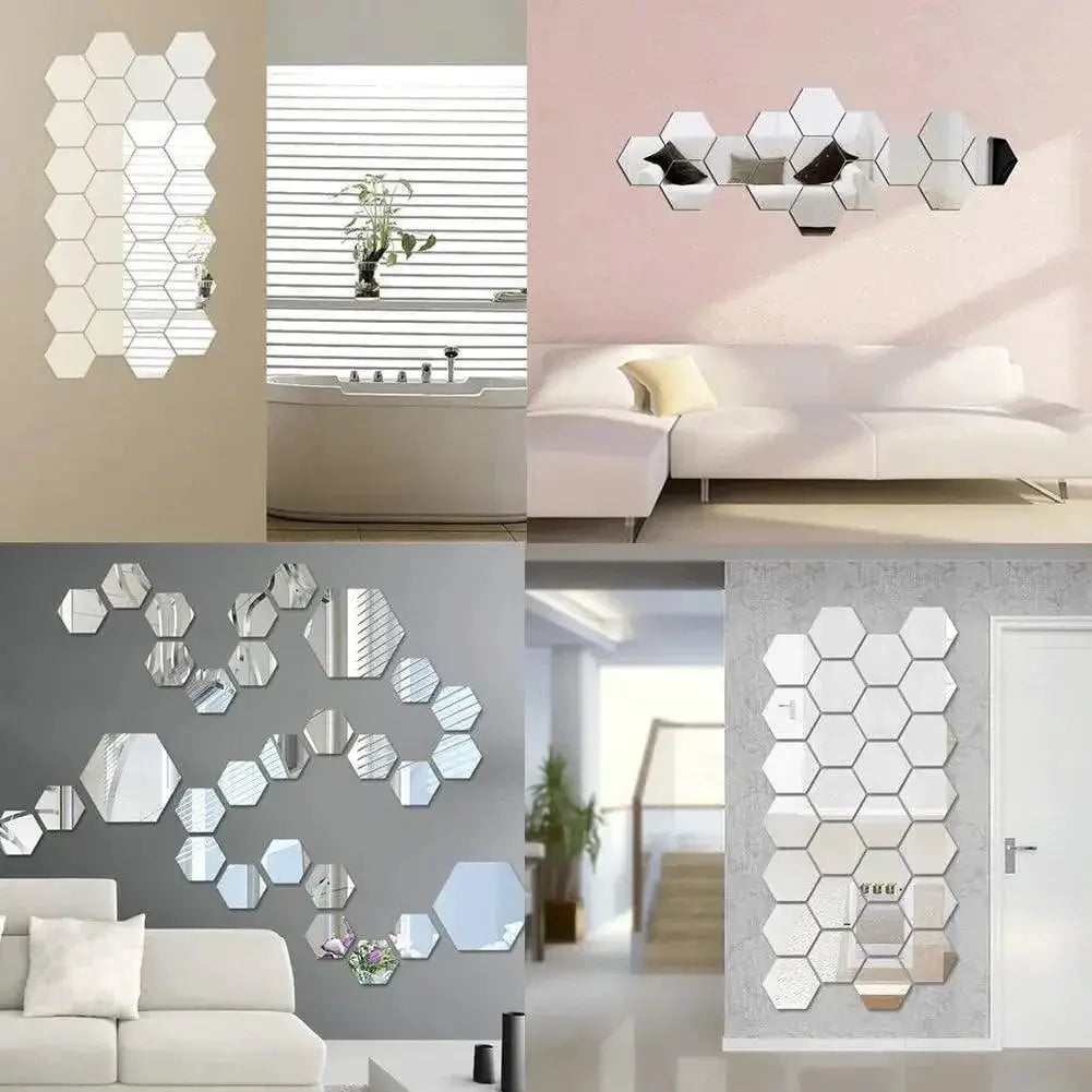 Hexagon Mirror Stickers Wall Decor for Living Spaces