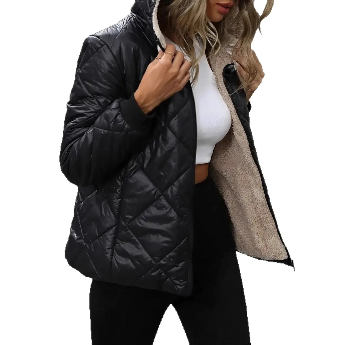 Plaid Hooded Zip Pocket Jacket